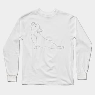 One Line French Bulldog Upward Facing Dog Long Sleeve T-Shirt